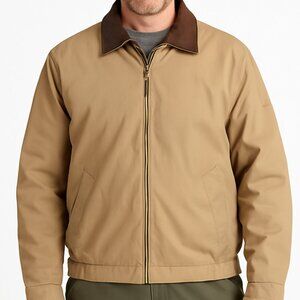 Dockers Men’s Barn Coat Tan Medium Stain Defender Quilted Jacket Inside Pockets